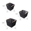 Boho Black Paper and Natural Rope Woven Storage Basket with Handles Set of 3
